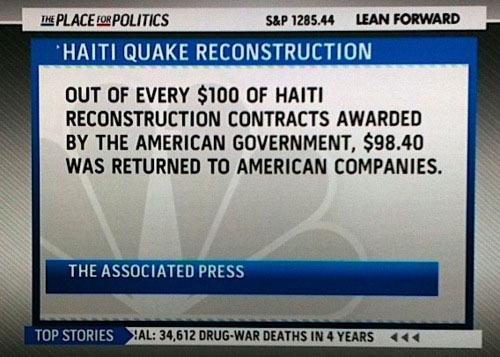 Screen capture from MSNBC summarizing how misdirected funds have done damage